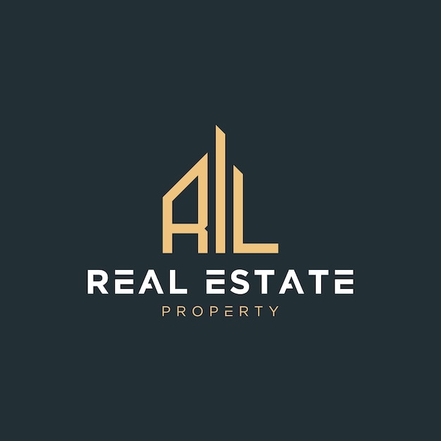 Vector initial letter rl real estate realtor property construction house home building or remodeling