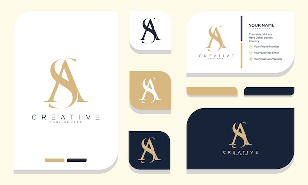 Initial letter s a letter logo design and business card