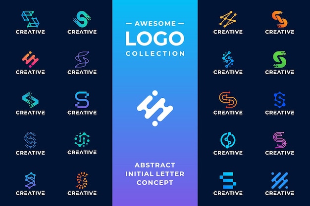 Design del logo della lettera iniziale s con il concetto di tecnologia digitale