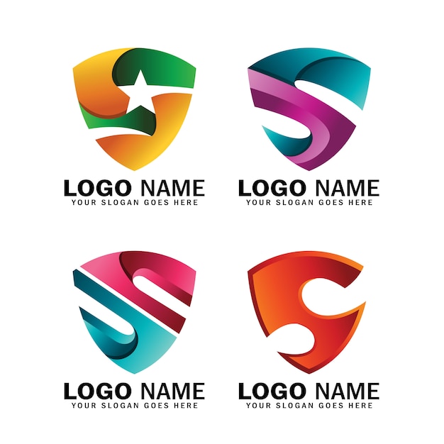 Vector initial letter s shield logo design collection, logo for business and company symbol or identities