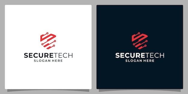 Первоначальная буква S с абстрактным и технологическим дизайном логотипа щита
