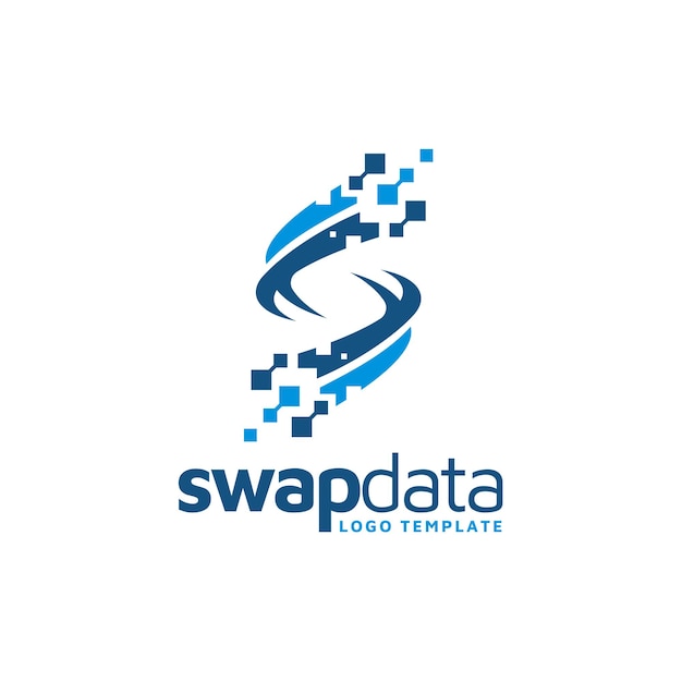 Начальная буква S с дизайном логотипа Spin Swap Switch Spiral Digital Data Technology