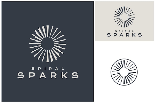 Vector initial letter s with spiral spinning or stair star sparks rotation circular sparkle logo design