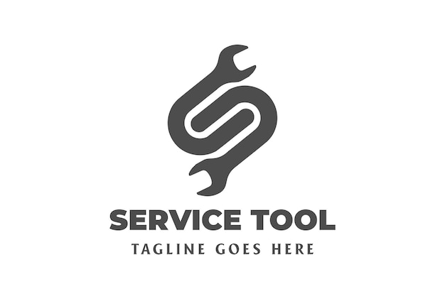 Vector initial letter s with wrench for service reparation tool logo design vector