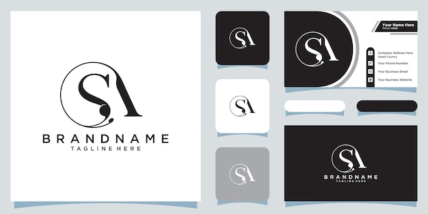 名刺デザインの頭文字SA高級ロゴデザインベクトル