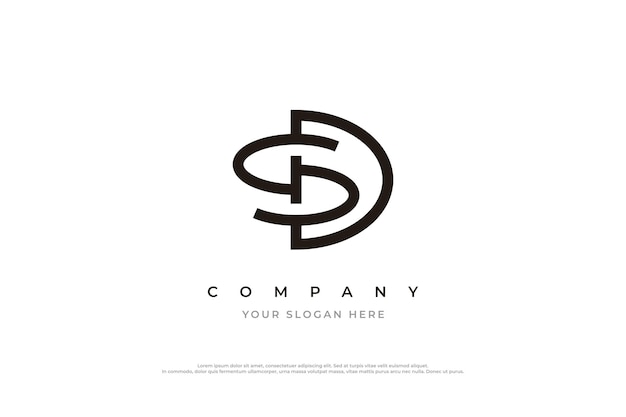 Initial Letter SD Logo or DS Monogram Logo Design Vector