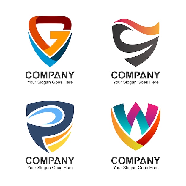 Initial letter shield logo design collection