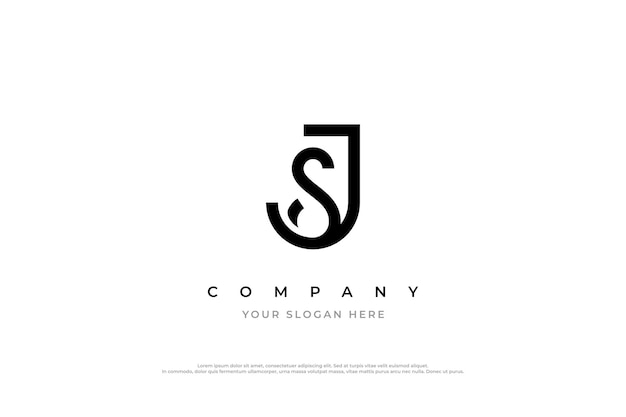 スタート文字SJまたはJSロゴデザイン