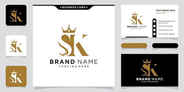 Initial letter SK luxury Logo design Vector