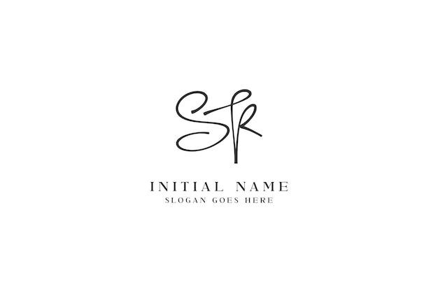 Первоначальная буква SR почерк дизайн логотипа