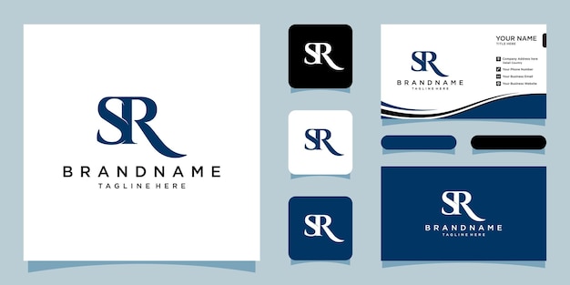 Initial Letter SR or RS typography logo design vector with business card design Premium Vector