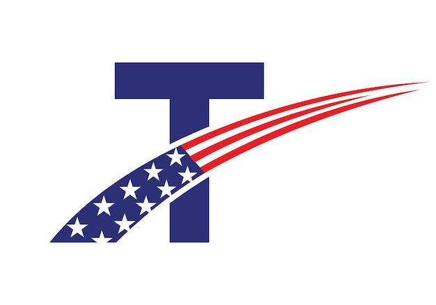 Первоначальная буква T Американский логотип для бизнеса Корпоративный и корпоративный знак США Американский логотип