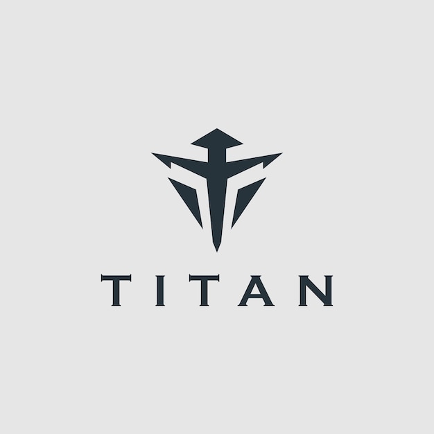 Vettore lettera iniziale t titan shield logo design