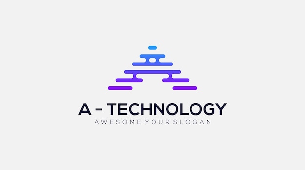 초기 문자 A TECH 로고 DESIGN ICON