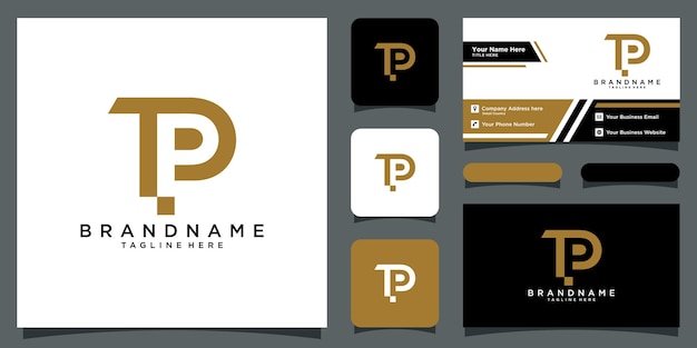 Initial Letter TP Logo Template Design with business card design Premium Vector