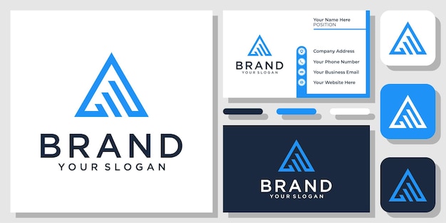Initial Letter A Triangle Growth Graph Up Chart Business Logo Design with Business Card Template