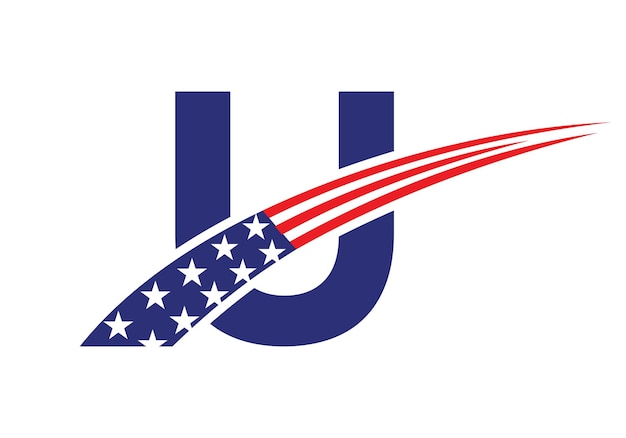 Lettera iniziale u logo americano per il logo aziendale e aziendale usa logo americano