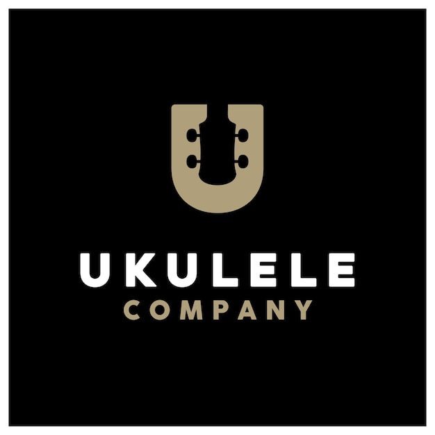 Initial Letter U Uke Ukulele guitar music instrument logo design vector