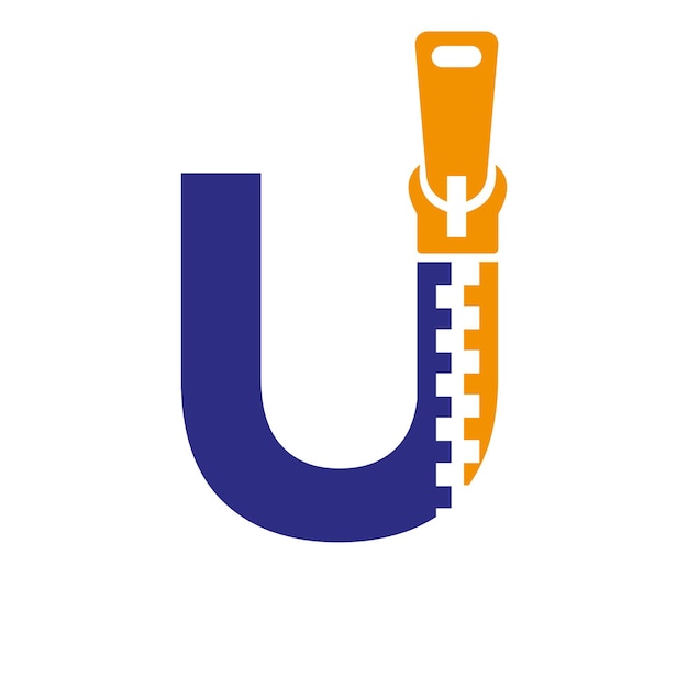 Initial Letter U Zipper Logo For Fashion Cloth Embroidery and Textile Symbol Identity Template