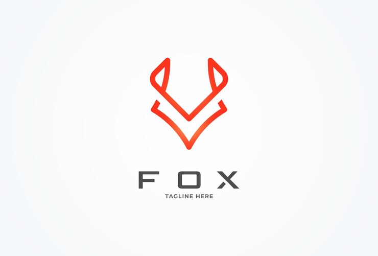 Vector initial letter v fox logo minimalist fox head with letter v combination