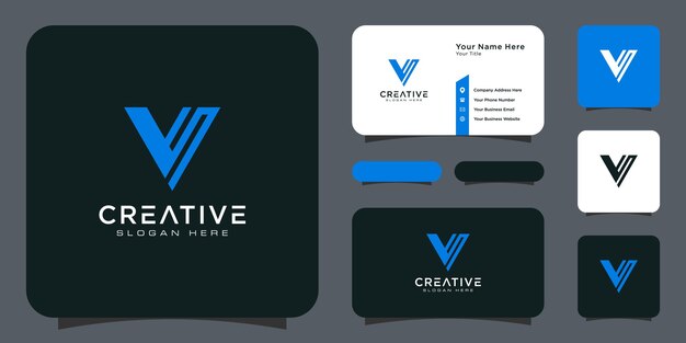 Initial letter v logo line style vector design