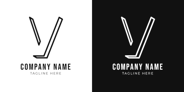 Modello di progettazione del logo della lettera iniziale v del monogramma tipografia creativa del profilo v e colori neri