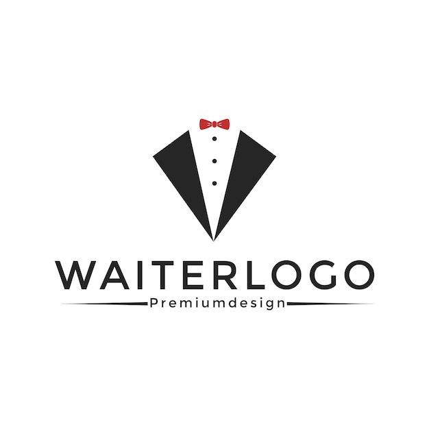 Initial Letter V Waiter Waitress Bow Tie Hotel Restaurant Logo design