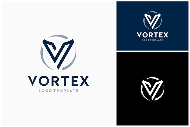 Vector initial letter v with circular vortex spin rotation motion logo design