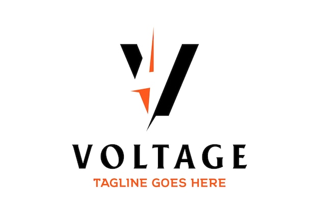 Initial Letter V with Light Energy for Voltage Electricity Logo Design Vector