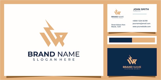 Первоначальная буква w и p флэш-шаблон дизайна логотипа, буква wp дизайн логотипа грома с визитной карточкой