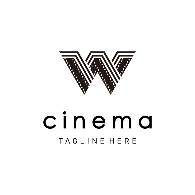 Vector initial letter w cinema with filmstripes for movie production logo design