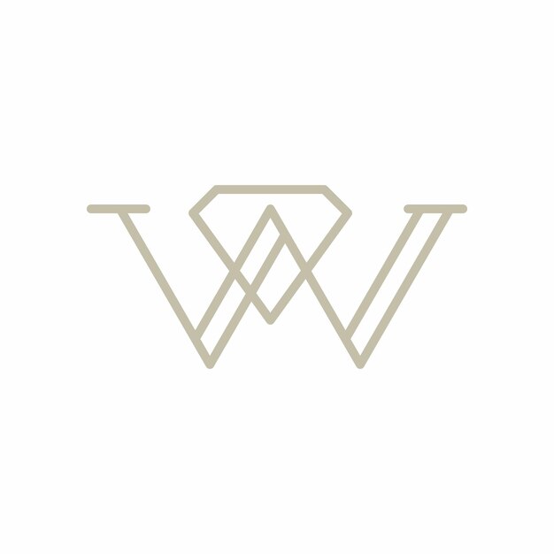 initial Letter W Diamond Logo Concept icon sign symbol Element Design Line Art Style Jewellery