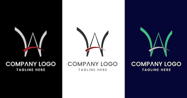 Первоначальная буква WA Дизайн логотипа Выдающийся творческий современный символический знак