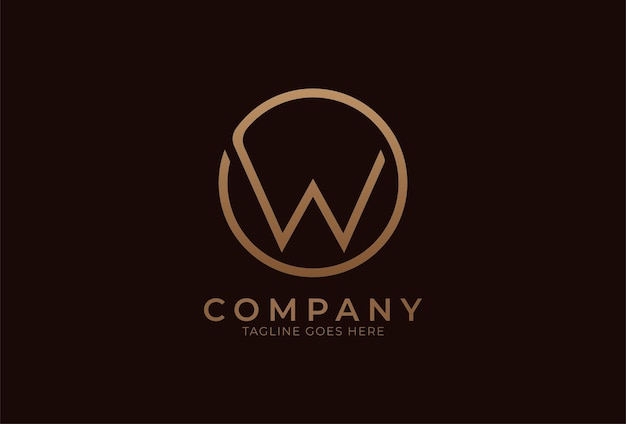 Initial letter W logo Gold colour Circle with letter W inside usable for branding and business logos