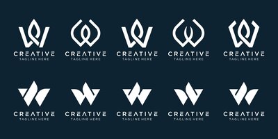 Initial letter w logo and icon set icons for business of luxury elegant nature simple