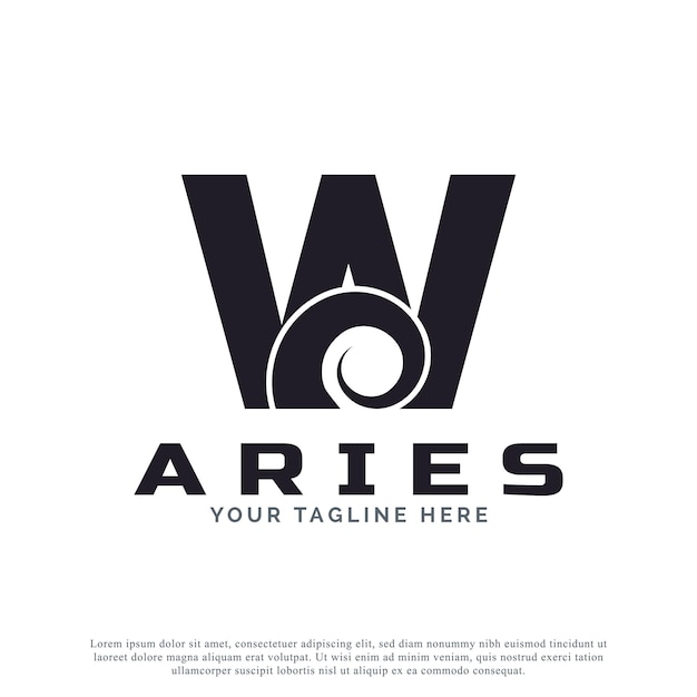 Premium Vector | Initial letter w with goat ram sheep horn for aries logo  design inspiration animal logo element