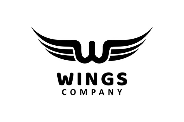 Initial letter w with wings logo design inspiration