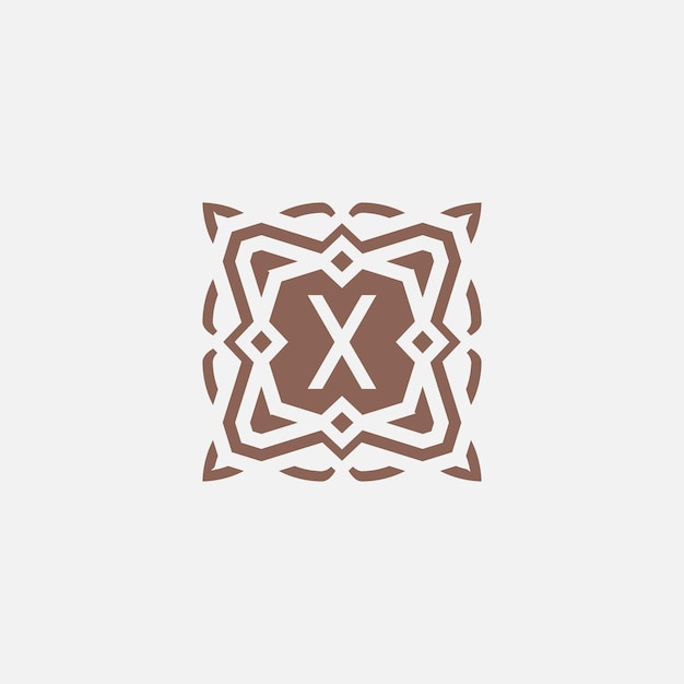 Initial letter X emblem logo ornamental abstract star pattern frame logo