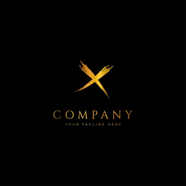 initial letter X logo. typographic letter sign design with gold color brush texture