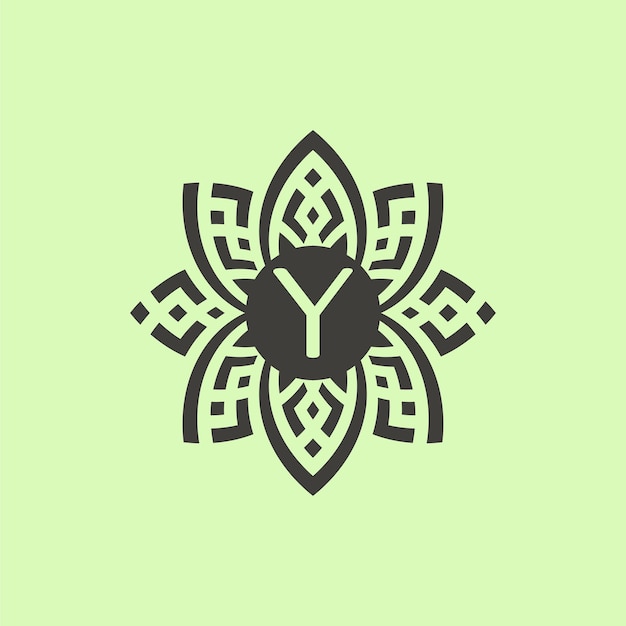 Initial letter Y floral ornamental border frame logo