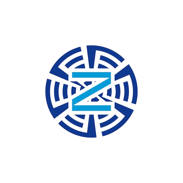 Initial letter Z circular technology emblem logo