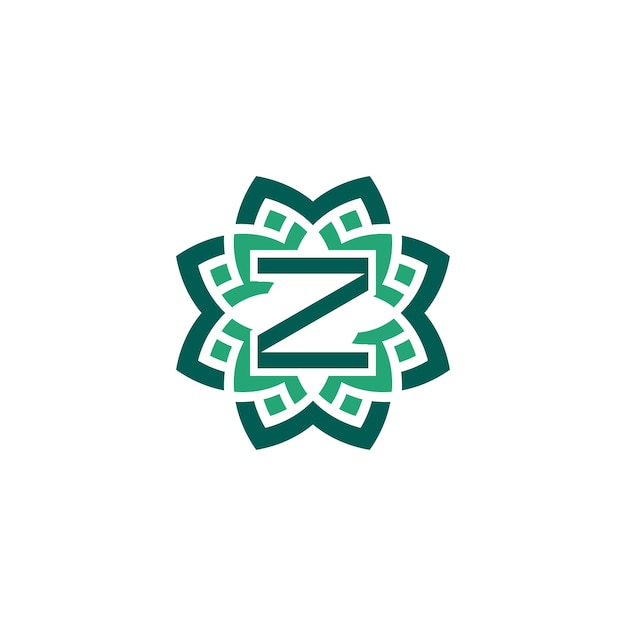 Initial letter Z floral ornamental border frame logo