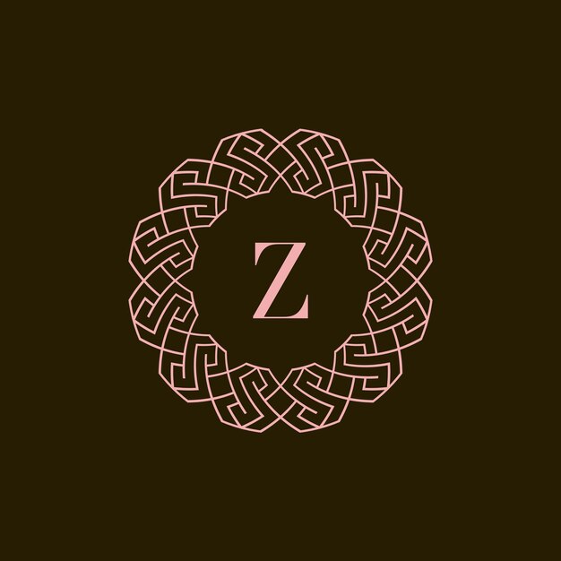 Initial letter Z ornamental border circle frame logo