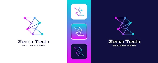 initial letter Z technology logo design