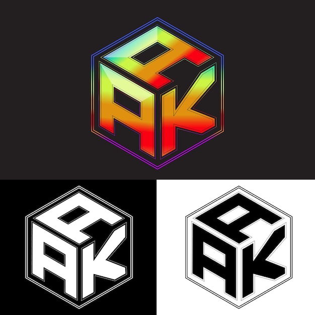 Vector initial letters aak polygon logo design vector image