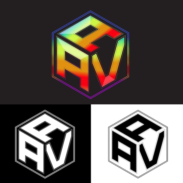 Vector initial letters aav polygon logo design vector image