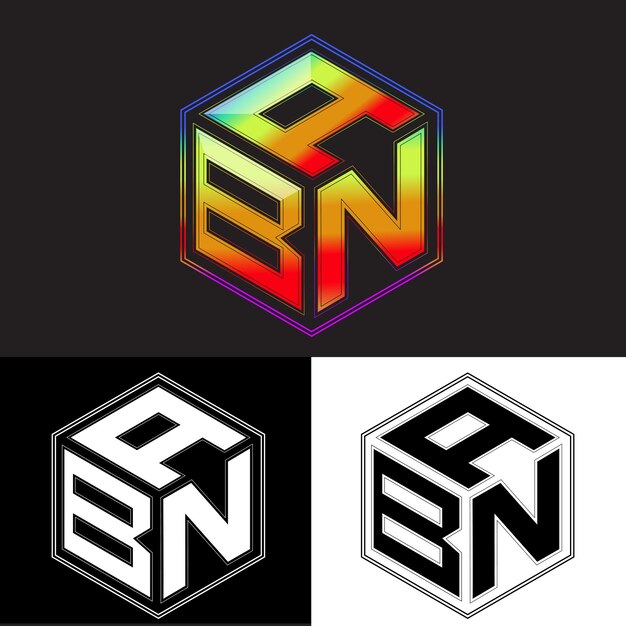 Vector initial letters abn polygon logo design vector image