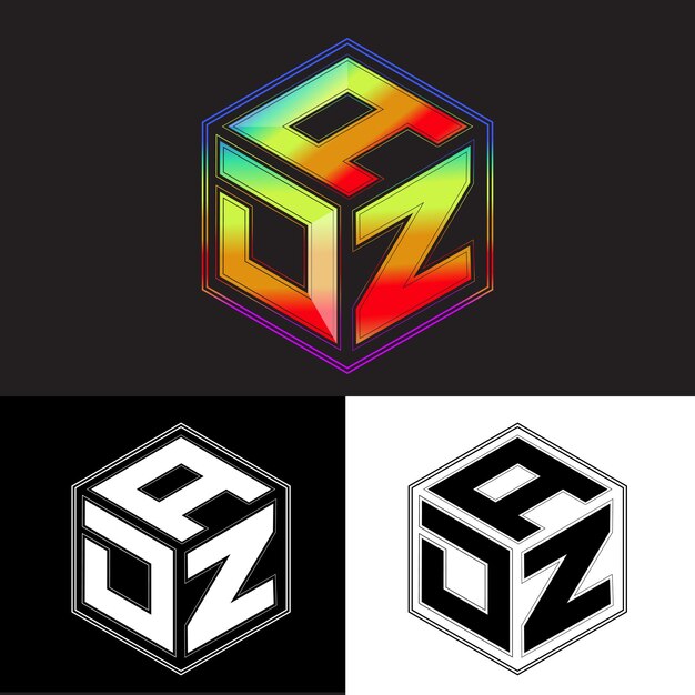 initial letters adz polygon logo design vector image
