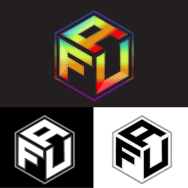 Vettore lettere iniziali afu poligono logo design immagine vettoriale