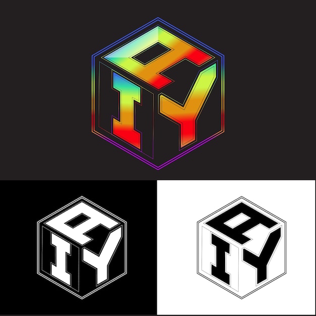 initial letters aiy polygon logo design vector image